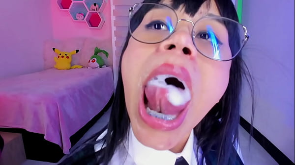 Lila Jordan plays with frothy saliva