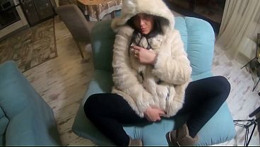 Fluffy Blowjob on the Chair &ndash; Deepthroat and Cum on My Fur Coat