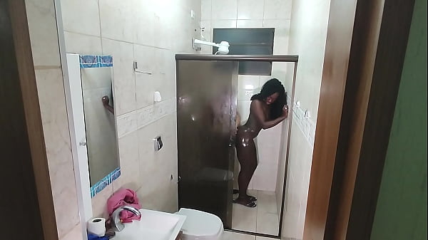 Hidden camera catches black girl cumming on young guy's dick