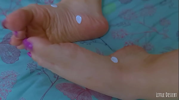 Teeny Mani Nails - Glass Dildo Slides Across Soles and Painted Toe Nails