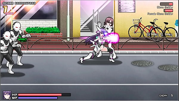Blazing Angel Mistletear [PornPlay Hentai sex game] Ep.4 heroine ends up topless in the public street