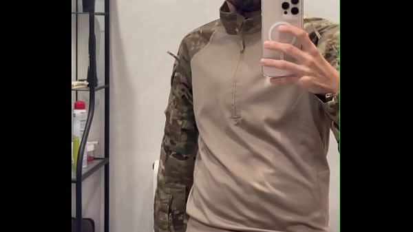 Military showing big cock and jerking off