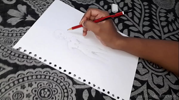 She gets Orgasm when painting herself nude. With Pussy Boob Rubbing..Desi Bhabhi Indian!!