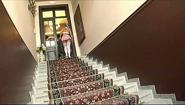 Next, she bends over and gets rear ended while her tits swing, until she gets squirted...