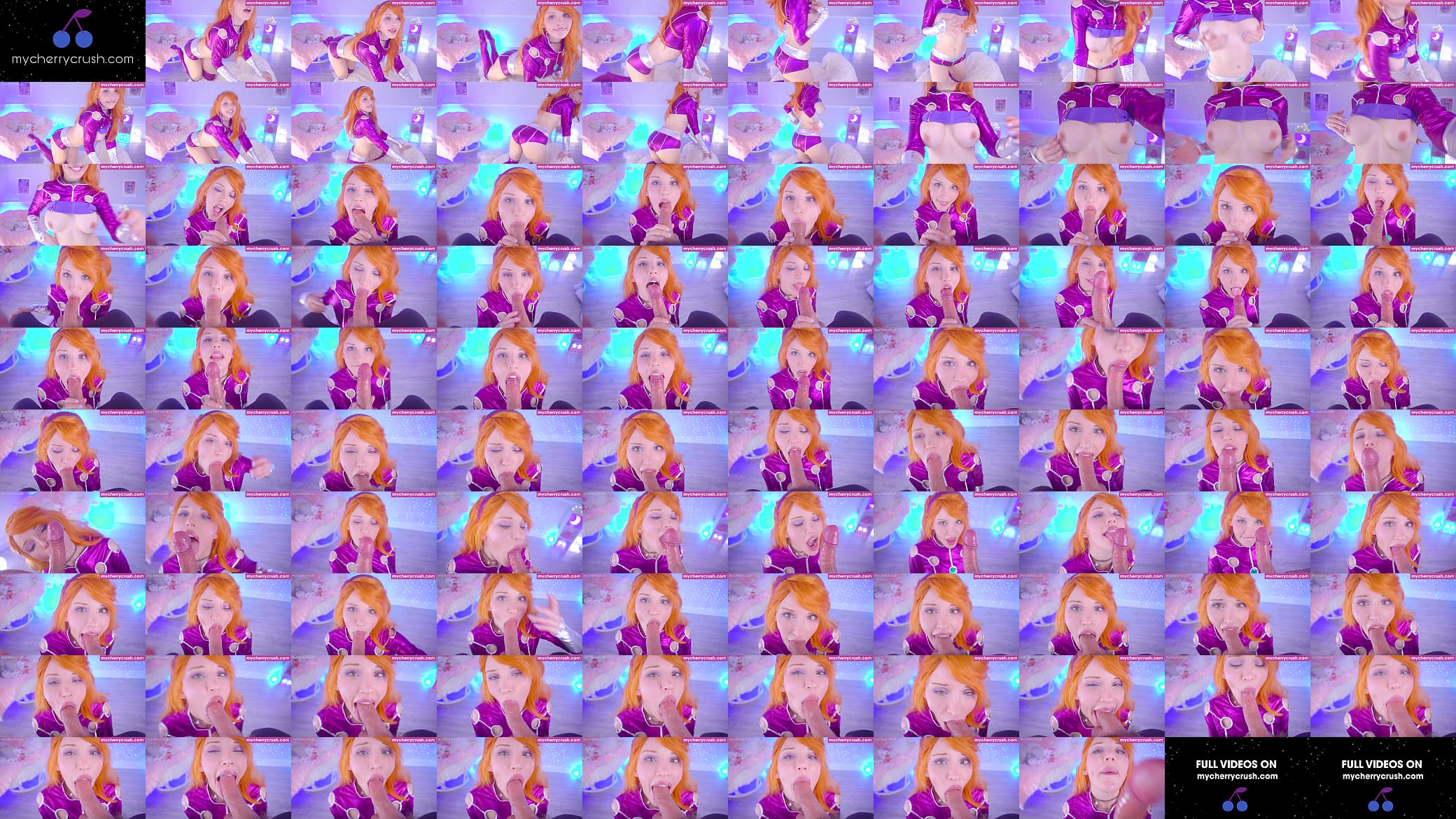 Sexy Starfire Cosplay Redhead gives a wet blowjob 预览图
