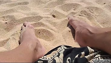 Download Video - Compilation of a daring couple on the beach&period; Showing off her pussy and him showing off his beautiful cock with masturbation and sex&period;