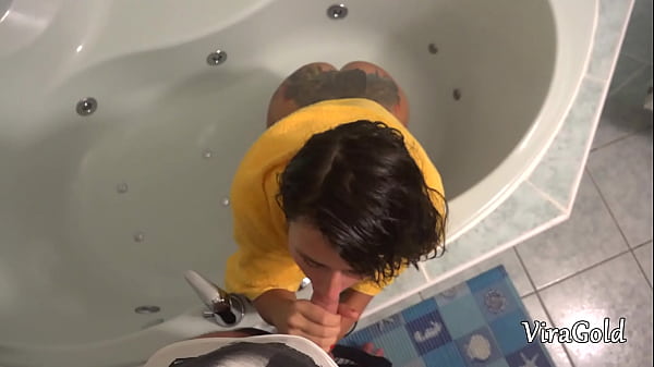 Sexy girl suck cock in the bathroom and get cum on face. Vira Gold with Camilla Moon