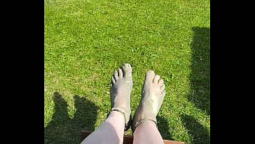 Barefoot waiting for the tide to come in on the beach