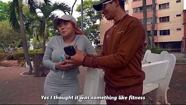 Tattooed guy fucks a redheaded stranger by offering her $$$
