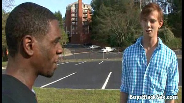 Black boy and white guy in interracial gay scen...