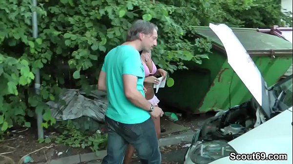 German Huge Tit Teen Fuck with older Stranger Outdoor