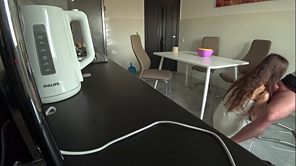 Wife And Neighbor Fuck In The Kitchen While Husband Is At Work. Cheating For Debts