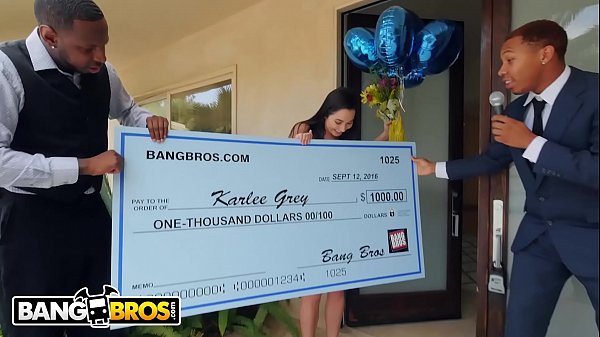 BANGBROS - Karlee Grey Wins Big, Takes On Two Monsters of Cock!