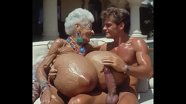 JAY7 Granny Sex Villa 03 - AI VIDEO - Hot groping and titjob with a topless giant-titted granny