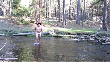 Naked bathing in the creek.