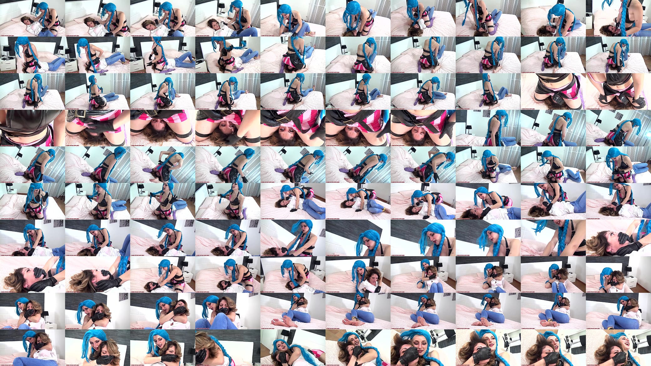 Dressed like Jinx lesbian facesitting and hand over mouth domination - Trailer 预览图