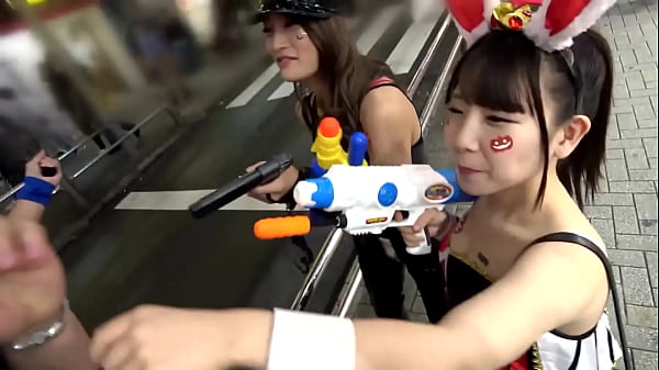 Capture a no-panties bunny with an outstanding style and sexy waist police and a fascinating marshmallow body! ! The strongest slut duo makes a fuss at the orgy Halloween party night!
