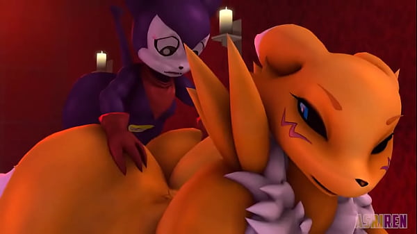 Mabryal - Renamon rides hard Impmon