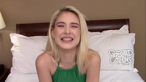 Skinny Blonde Amateur Teen Beauty Slobbers on a Fat Cock