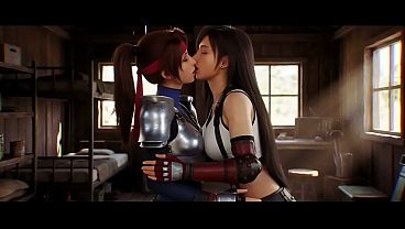 Tifa lockhart x Jessie lesbian kissing remake (Final Fantasy VII /AI generated)