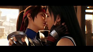 Tifa lockhart x Jessie lesbian kissing remake (Final Fantasy VII /AI generated)
