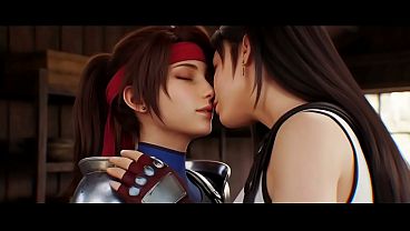 Tifa lockhart x Jessie lesbian kissing remake (Final Fantasy VII /AI generated)