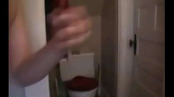 Hot bitch farts on the toilet