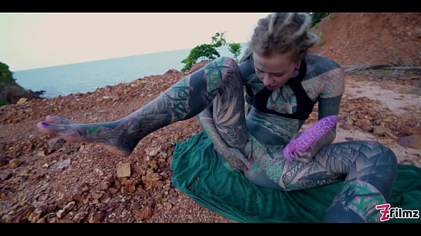 TATTOO teen PUBLIC ANAL masturbation and PISS