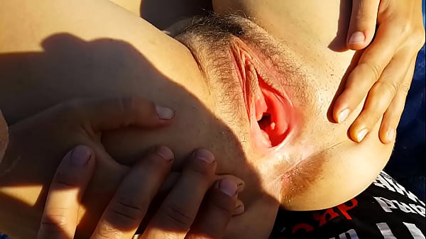 Pussy sun bath from outside and inside on sea s...