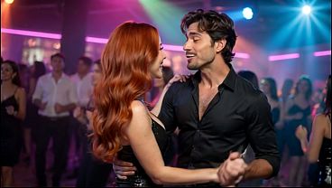 beautiful young redhead dances all night with a stranger and they end up fucking in the vip of the disco