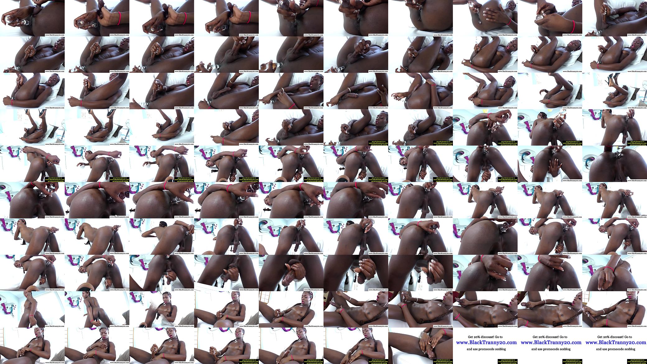 Solo ebony shemale masturbates and uses toys 预览图