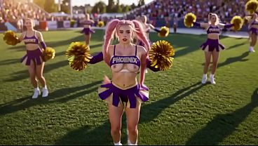Sexy Cheerleader - Pink Hair Girl Fucks on the Field, Blowjob & Cum in Mouth AI Generated