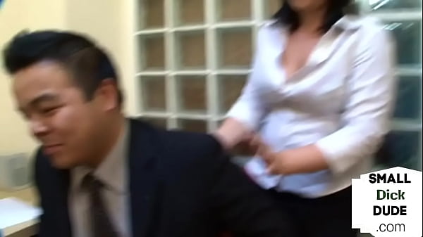 Smallcock coworker jerked by slutty secretaries in 3some
