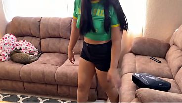 She loses a bet on Brazil and has to let me fuck her (Part 1)