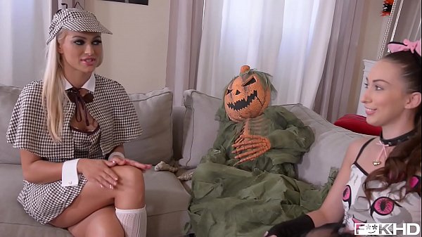 Halloween Fuckfest - Christen Courtney & Cherry Kiss & Leyla Bentho Go for the Treat