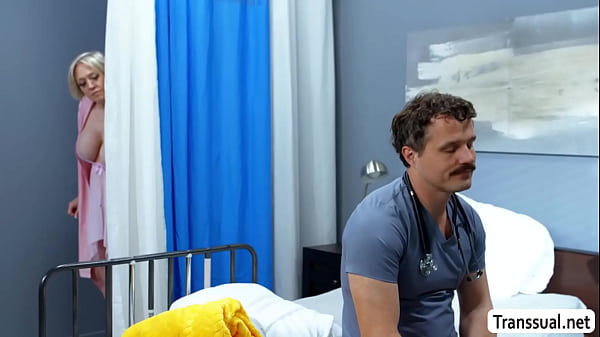 MILF Patient masturbates and fucked by TS and d...