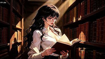 Gap Moe glasses beautiful woman , the private study session in the library.Super temptation. AI generated
