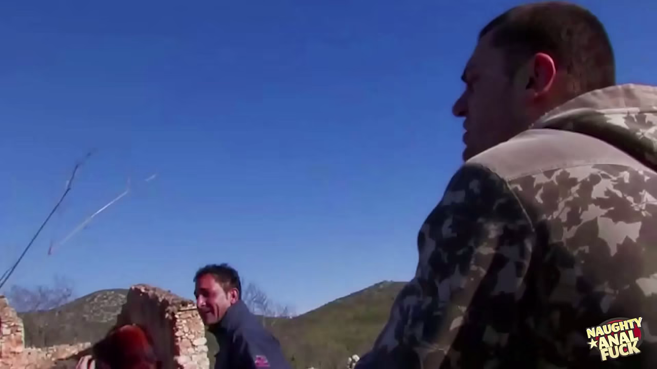 A big ass redhead and her blonde friend get fucked outdoors by two guys.