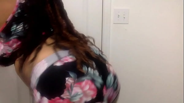 Big Tit Ebony Milf dances in the bathroom