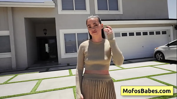Sexy hot brunette girl sucking huge fat dick and slide it deep in her shaved pussy - Angelina Moon, Logan Xander