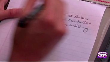 Blonde babe with big natural tits loves eating cum after a good fuck