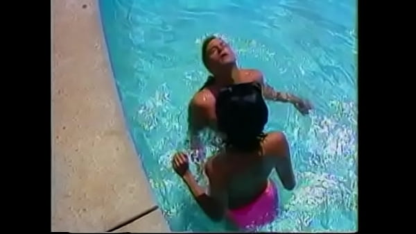 Nasty floozie with raven hair supposes that refreshment near the pool  wouldn't be completed without hardcore pounding by handsome dude stuffed with massive dong