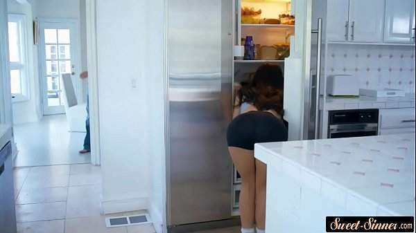 Busty stepdaughter pussyfucked on all fours