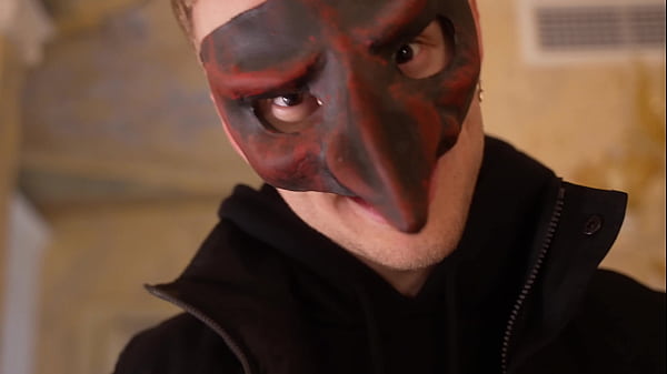 A strange guy in a mask lured into a cozy room