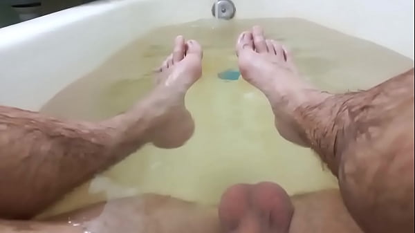 Caressing my foot in the bathroom. Jerk off wit...