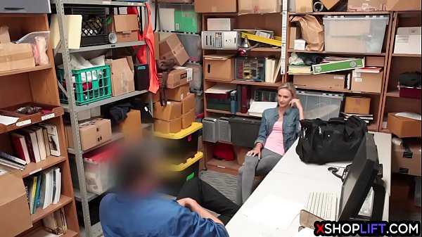 Blonde slender teen busted and fucked by a security guy
