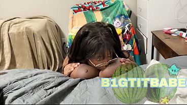 Nerdy Big Tits Does Self Sucking