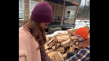 Blowjobs in the backyard! Big Dick Trans Girl Vanniall Seduces Wood Hauler For Outdoor Oral & Hard Anal Pounding