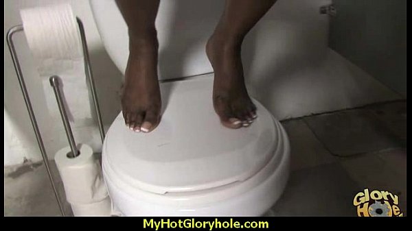 Ebony Hottie Milking Cocks in the Gloryhole 3
