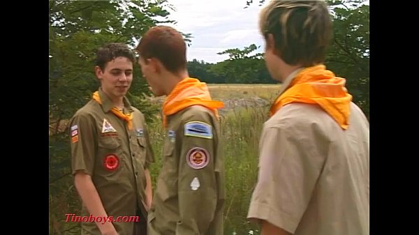 Young threesome boys in public